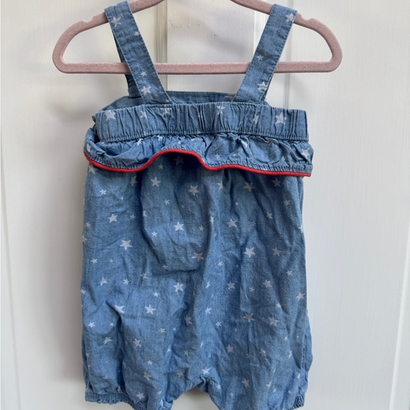 Way to Celebrate Patriotic 6-9M Girls Blue Star Tank Top Romper with Ruffles - Picture 6 of 6